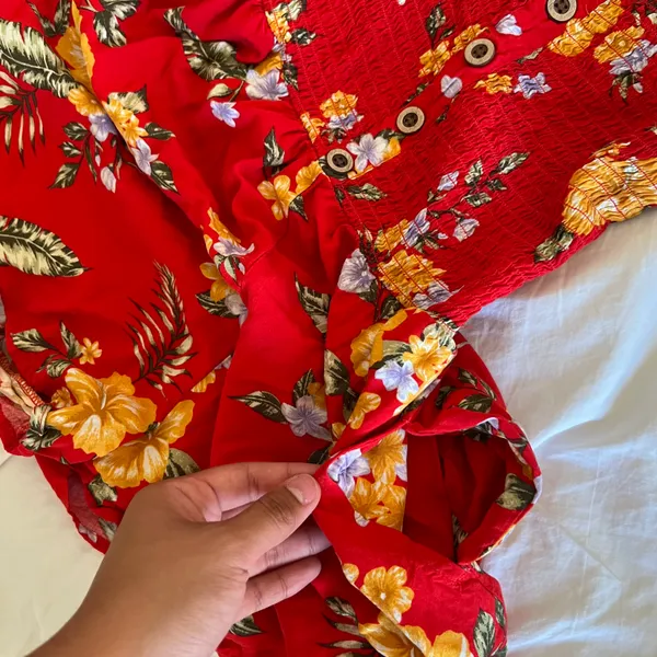Garage Red Floral Strapless Romper - Image 5