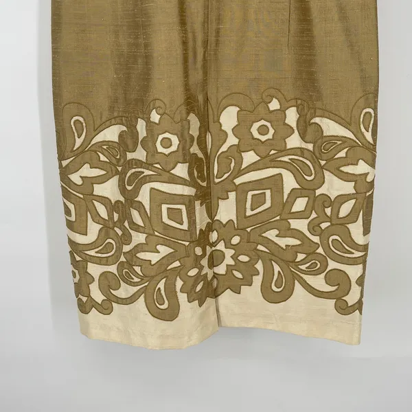 Kay Unger Raw Silk Embroidered Lace Style High‎ Neck Size 6 Cocktail Formal - Image 4