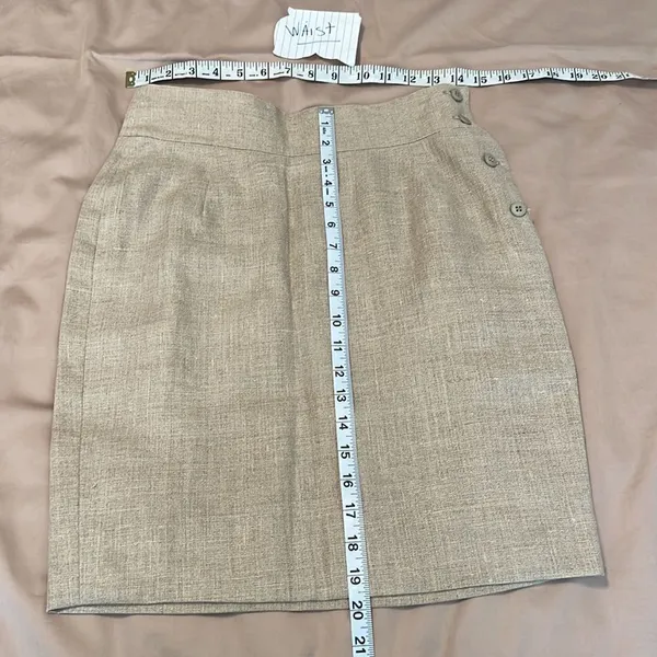 Calvin Klein size 6 tan linen button side straight mini skirt EUC - Image 8