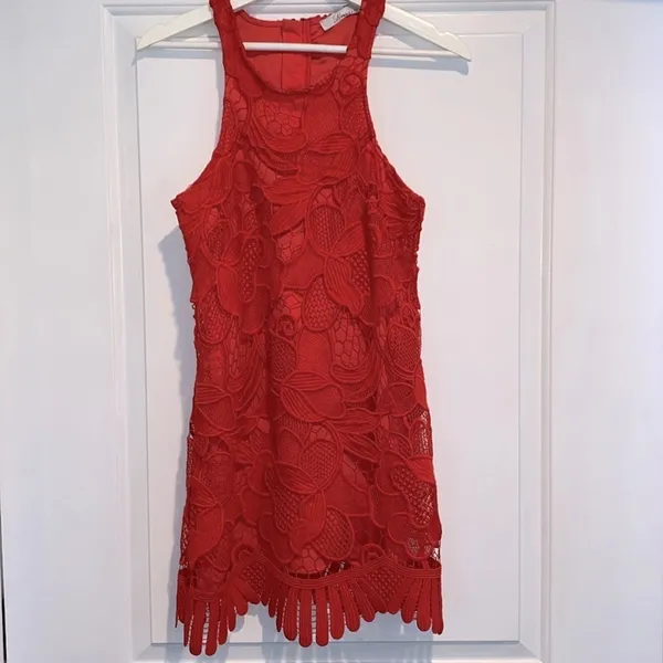 Lovers + friends Caspian red lace sleeveless party cocktail dress size xsmall - Image 9