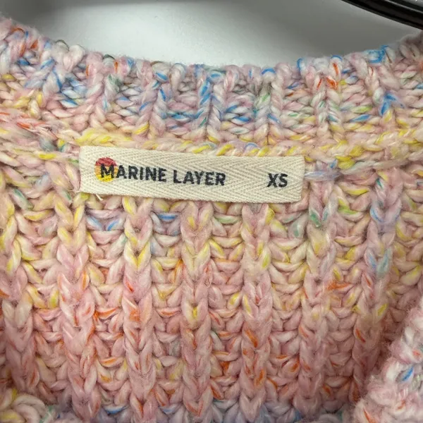 Marine Layer‎ Womens XS Rainbow Stripe Chunky Knit Raglan Sweater Pastel - Image 4