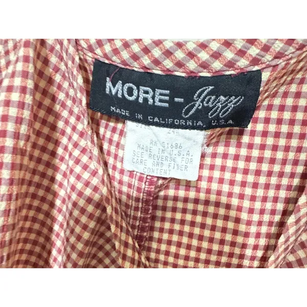 Vintage More Jazz Midi Dress 24/3XL Red Gingham Prairie Cottagecore Made in USA - Image 4