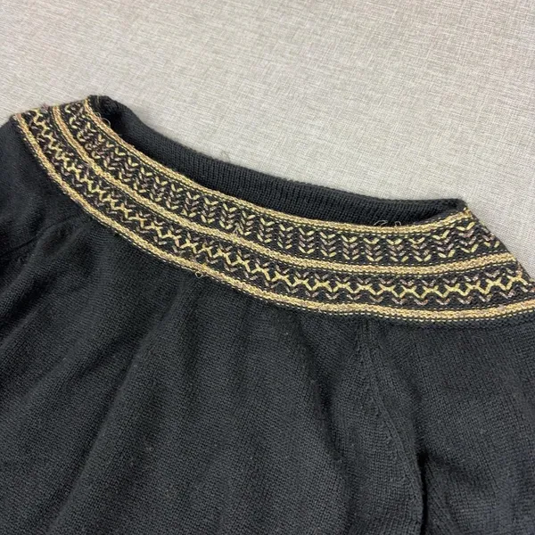 Lauren Ralph Lauren Sweater Womens M Black Silk Cashmere Boat Neck Fair Isle - Image 2