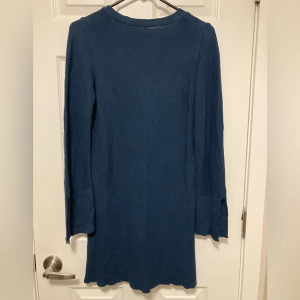 *Free People Teal Green Crisscross V-Neck Knit Medium Tunic Sweater #QB - Image 9