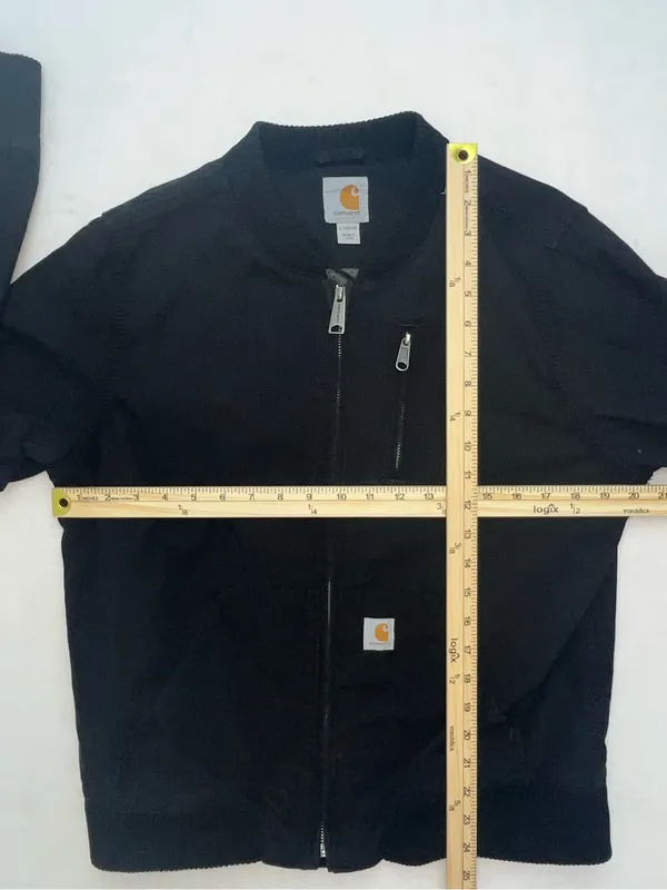 Carhartt Women’s Black Canvas Bomber Full Zip Utility Pocket Jacket Large 12/14 - Image 9