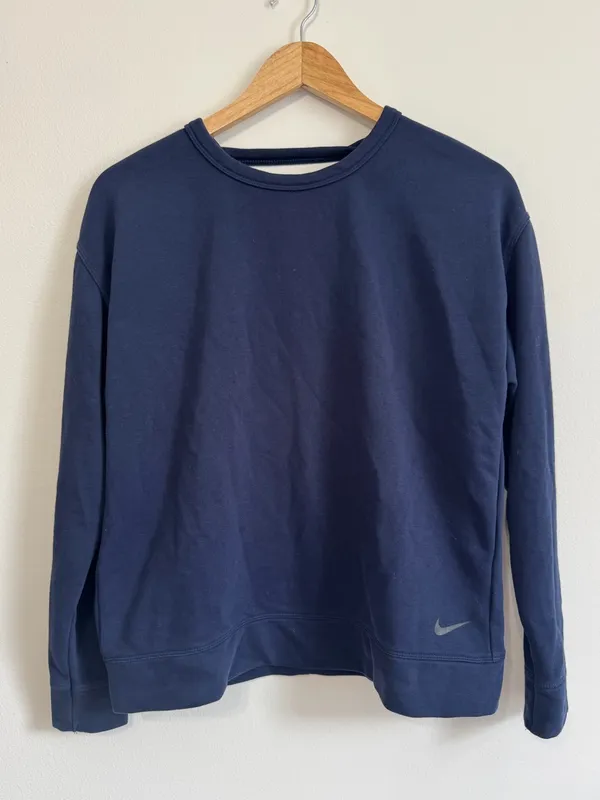 NIKE Blue Pullover Long Sleeve Sweater Low Back Women's Size Small - Image 2