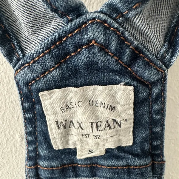 Wax Jean Blue Denim Overall Shorts Size S - Image 4
