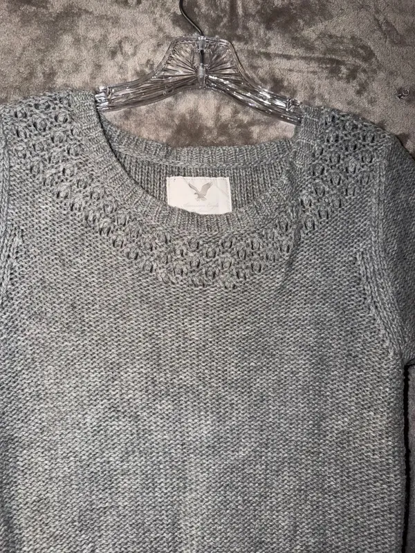 American Eagle Outfitters Knit Sweater Size M Gray Short Sleeve Tunic - Image 4