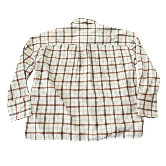 Everlane Oversized‎ Flannel Boxy Shirt Brown Green Plaid Button Down Top Small - Image 13