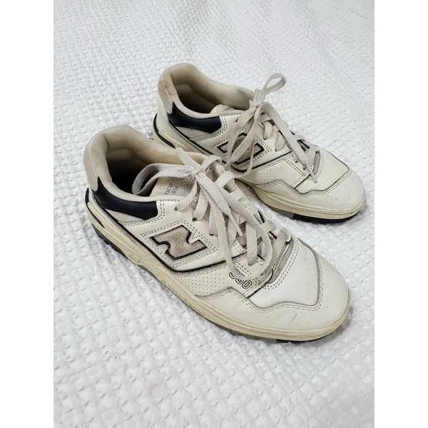 New Balance 550 Sea Salt Black Leather Sneakers Women's Size 7 - Image 4