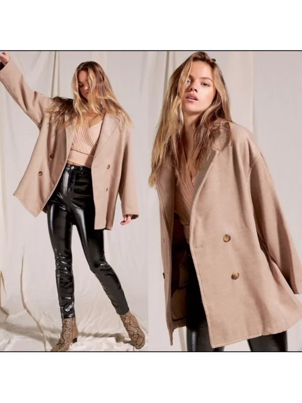 Free People Hannah Super Soft Oversized Blazer Jacket Coat Camel Medium $168 - Image 2