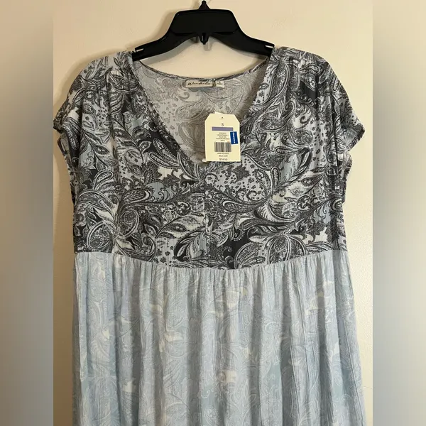 Wonderly Tiered Blue Paisley Maxi Dress Small‎ boho - Image 5