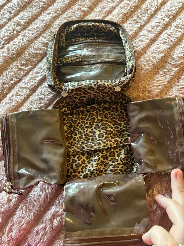 Leopard Print Travel Jewelry Bag Brown - Image 4