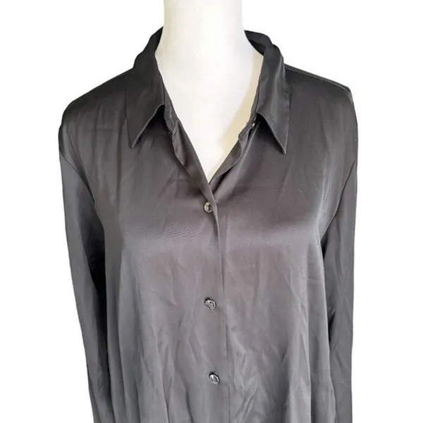 Abercrombie - Long-Sleeve Satin Button-Up Shirt Sz M - Image 6