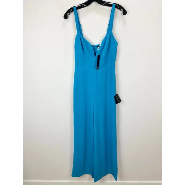 Lulus Brighton Bright Blue Plunge Wide-Leg Jumpsuit Formal Cocktail Small NWT - Image 6