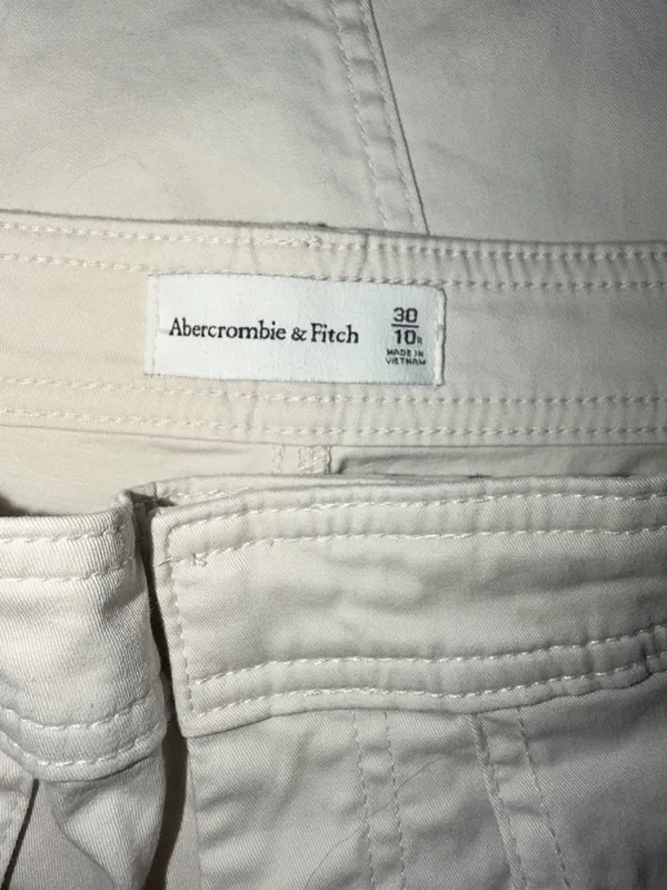 Abercrombie & Fitch Beige Cargo Pants Twill Cotton Pockets High Rise Utility - Image 4