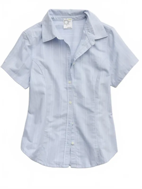 AE OFFLINE By Aerie Oxford Slim Short Sleeve Button Up Shirt American Eagle NWT - Image 3