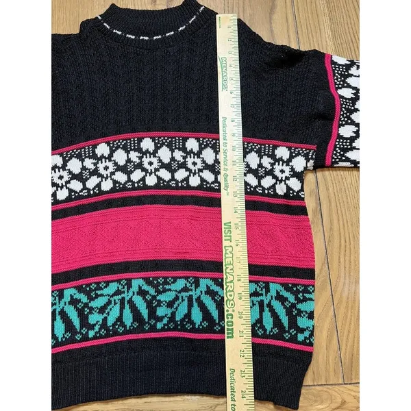 American Pride Flower Sweater Size‎ Medium Colorful Classic Party Career Fun - Image 3