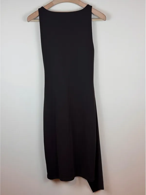 Lauren Ralph Lauren Chocolate Brown Draped Tie Side Asymmetrical Midi Dress M - Image 8