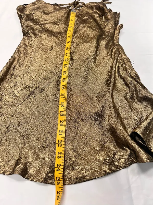 Lulu's Shimmery Satin Gold Cowl Back Slip Dress - Image 12