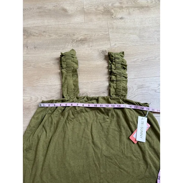 NWT 78 & Sunny Tank Top womens 2X SAGE‎ green Topanga Beach tank ruffle straps - Image 3