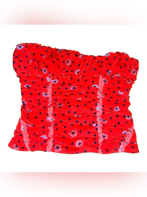 NWOT Free People Scottie Printed Tube Top Floral Red - Image 6