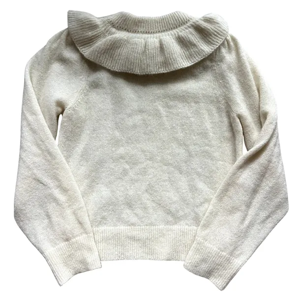 Doen Azaria Ivory Cream Sweater Size XS Alpaca Wool Ruffle Collar - Image 3