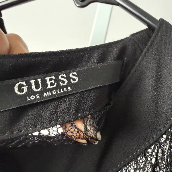 Guess sz S Black Maxi‎ Dress Lace Panel Ruffle Gown Goth Whimsigoth Romanic - Image 5