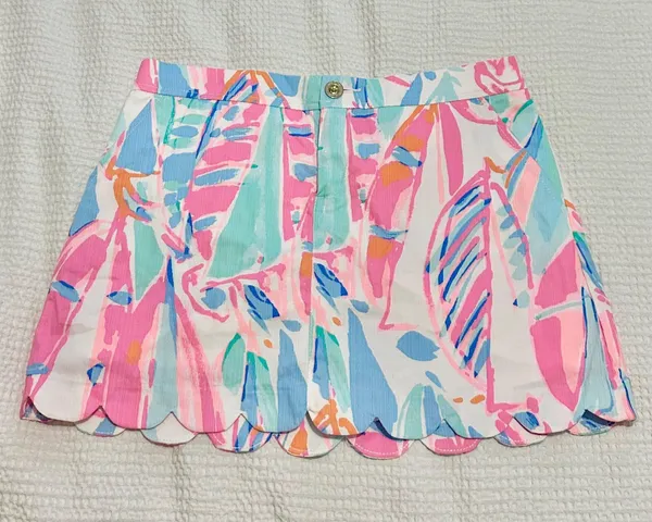 Lilly Pulitzer collette scalloped lined mini skirt cotton skort out to sea watercolor sailboat - Image 2