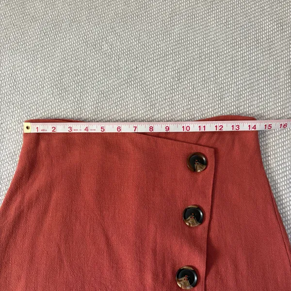 Fashion On Earth Coral Orange Linen Button Mini Skirt Sz Sm - Image 4