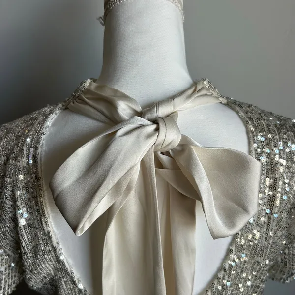 CeCe By Anthropologie Cocktail Mini Sequin Dress New Years Bow Tie Size M - Image 6