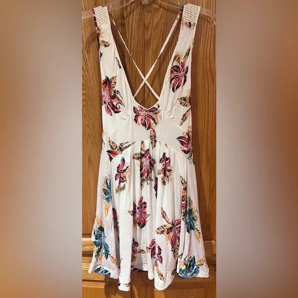 Free People Thought I Was‎ Dreamin Plunging V-Neck Floral Mini Dress Size Small - Image 11