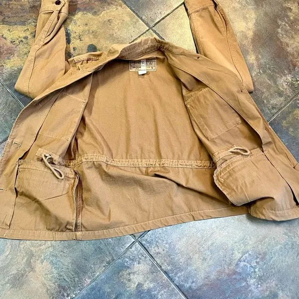 J. Crew Brigadier Utility Jacket Coat Khaki Military Cinch Waist Size Small - Image 8