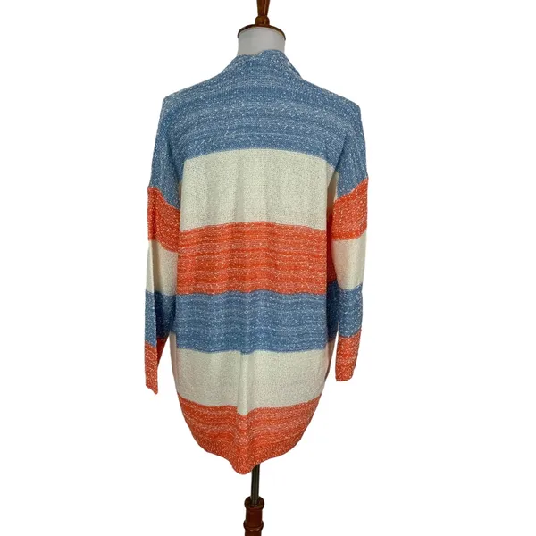 Entro Womens Knit Cardigan Sweater Small Open Front Striped Boho Cozy - Image 3