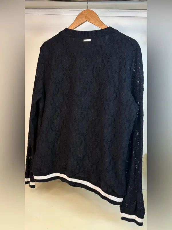 Women’s Black Lace Long-Sleeve Pullover Sweatshirt by MICHAEL Michael Kors - Image 4