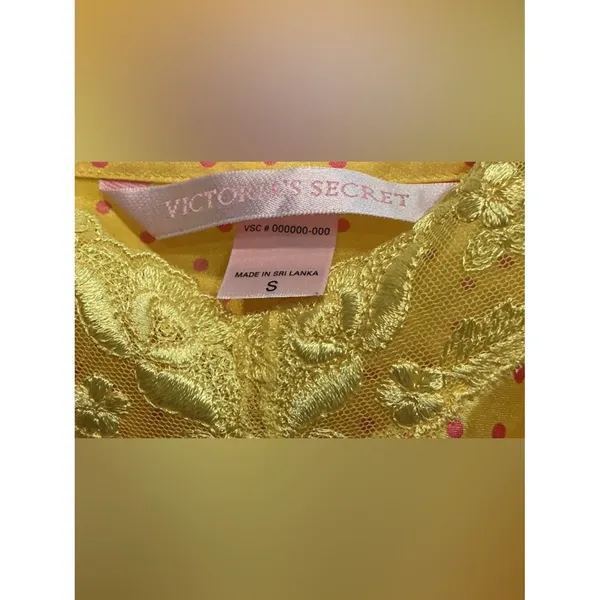 Victoria's Secret Yellow Polka Dot Slip Dress Lace Satin Boho Festival Mini S - Image 4