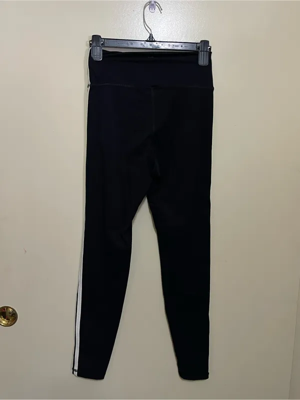 Monday Swimwear Black Leggings with White Side Stripe - Image 2