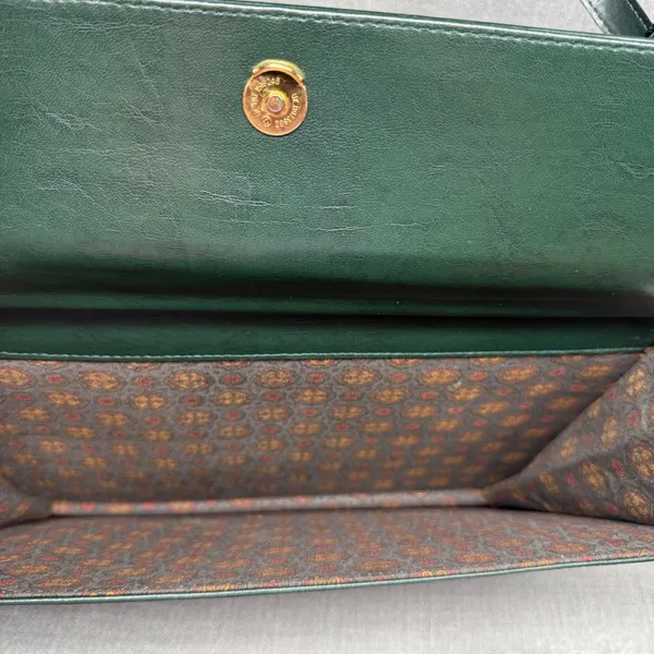 Belle Rose Vintage Satchel Briefcase Handbag Dark Forest‎ Green Messenger Bag - Image 7