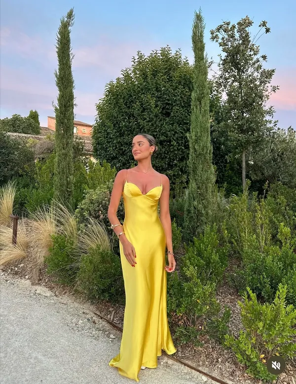 Zara golden Yellow Maxi satin corset bodycon formal Dress evening party wedding - Image 3