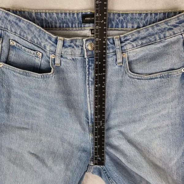 Free Assembly Jeans Womens 12 (33x30) Super High Rise Straight Patchwork Raw Hem - Image 12