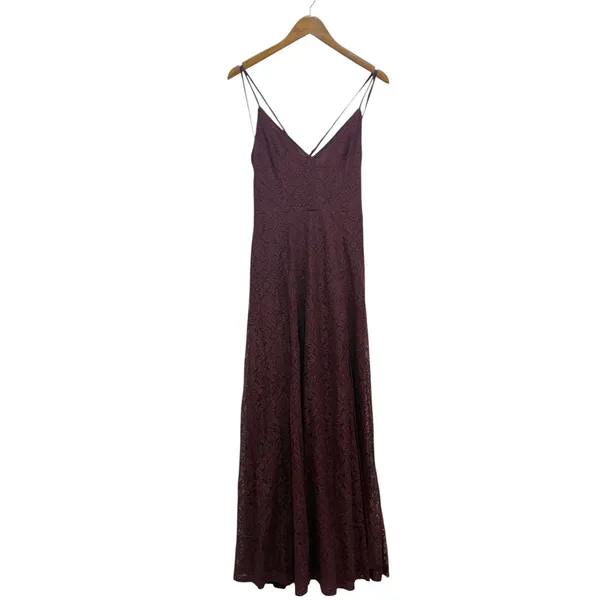 Lulus Destinee Burgundy Lace Sleeveless Maxi Dress size Medium NWT - Image 3