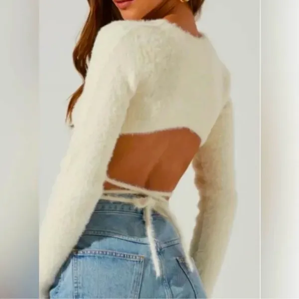 Nwt Forever21 Taupe Fuzzy Backless Sweater S - Image 2