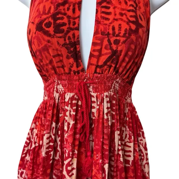 Free People Beach Day Dress Tribal Print Bohemian Coastal Resort Travel S - Image 4