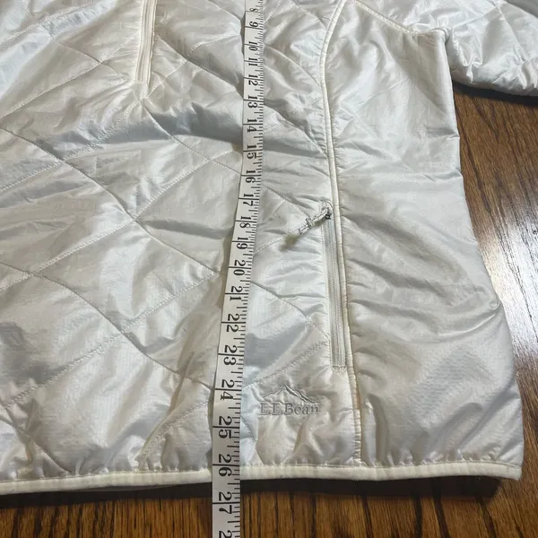 L.L.Bean Primaloft Quilted 1/4 Zip Pullover Jacket White Size Large - Image 3