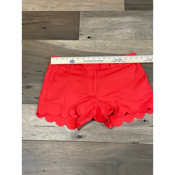 J.Crew Size 6 Orange Linen‑Cotton Scalloped Hem Shorts - Image 4