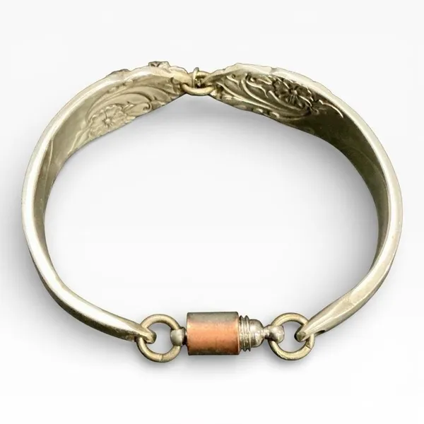 Evening Star 1950 Vintage Silverplate Flatware‎ Spoon Bracelet Cross Charm - Image 3