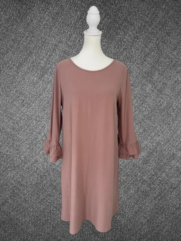 Pink Rose Vintage Blush Pink Ruffle Sleeve Swing Dress XL - Image 3