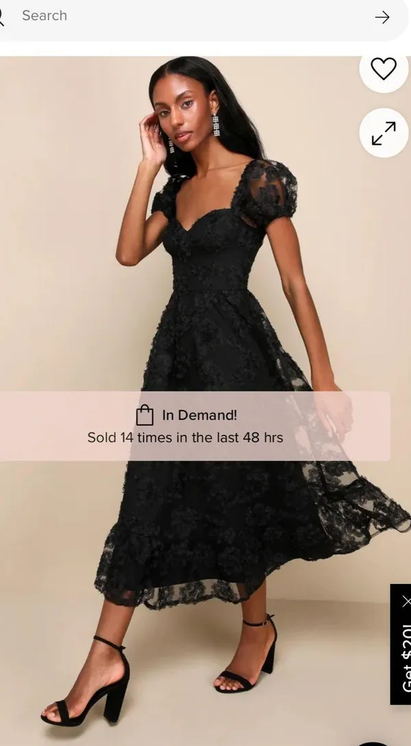Lulus Black mesh floral applique midi dress - Image 4