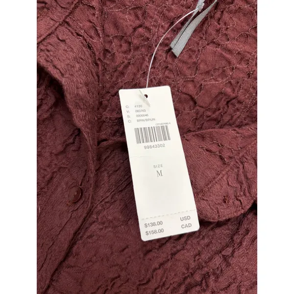 Anthropologie Textured Sleeveless Shirt Dress Brown Collared Button Womens M NWT - Image 4
