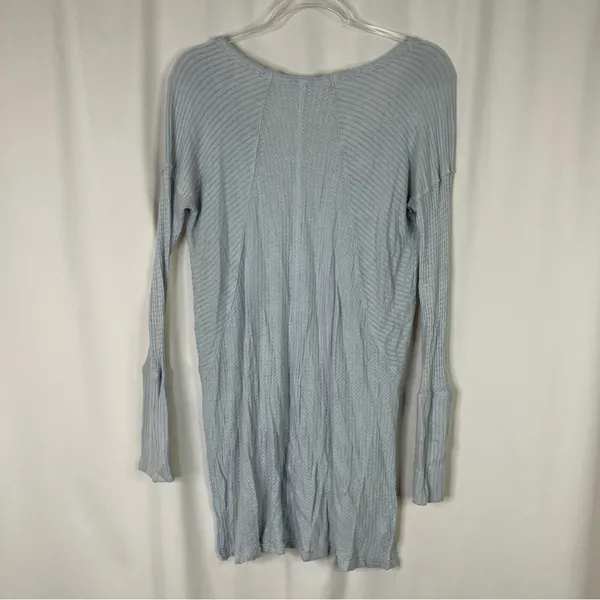 Free People Waffle Knit Thermal Long Sleeve Light Blue Rayon Blend Womens Small - Image 7
